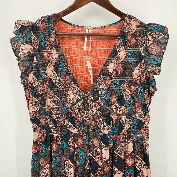 Anthropologie The Peregrine Midi Dress Size L Smocked Ruffle Cotton Tiered - Picture 8 of 14